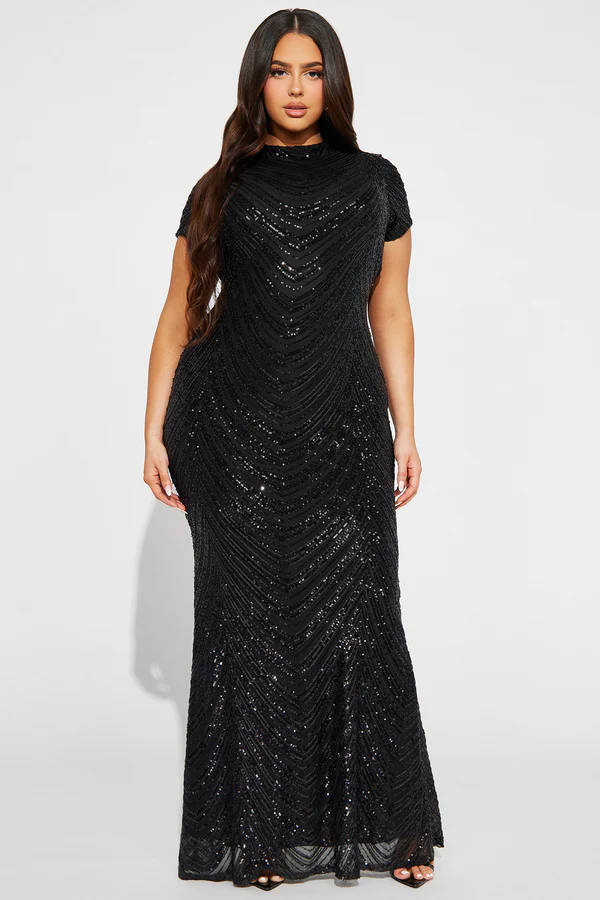 Sequin Maxi Dress - Black