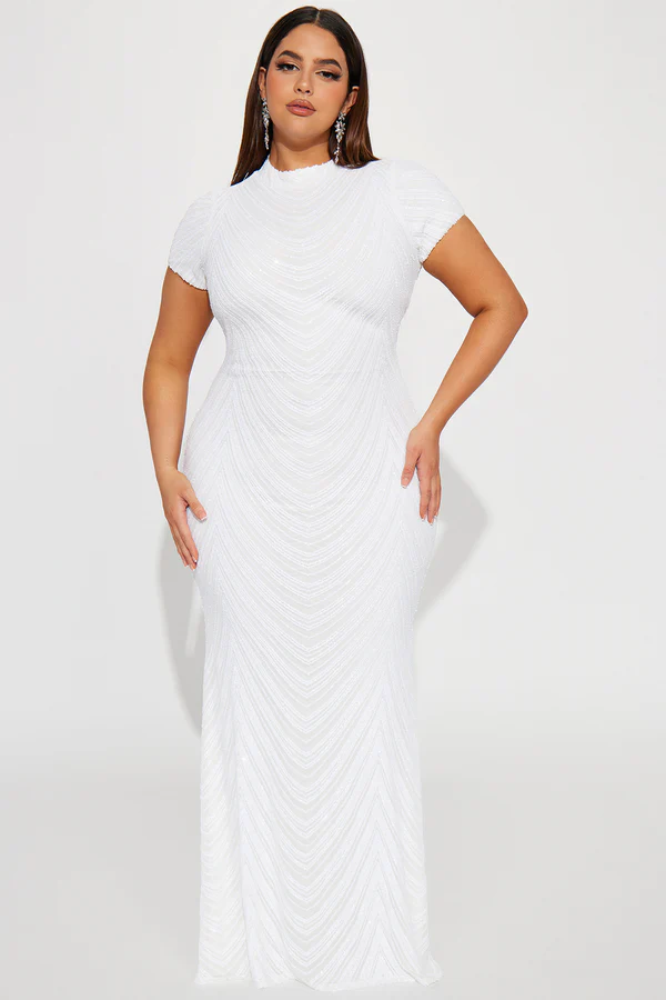 Sequin Maxi Dress - White