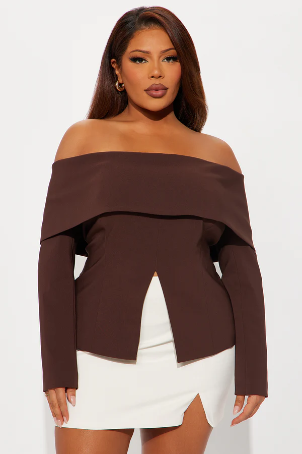 Chloey Off Shoulder Top - Chocolate