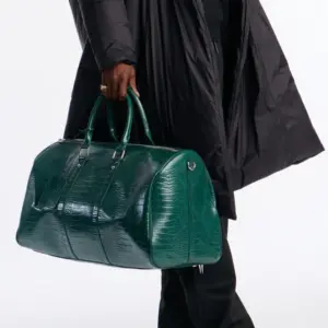 Croc Embossed Green Duffle Bag